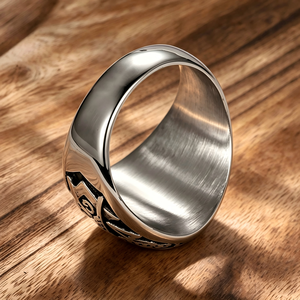 Einzigartiger Schwarz Beschichteter Günstiger Herrenring Edelstahl-Schmuck Freimaurer-Ringe für Männer - Product Image 3