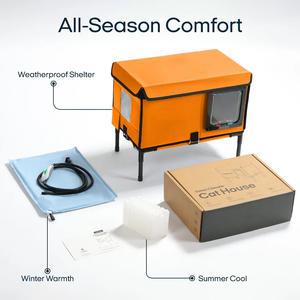 Casa inteligente para gatos, casa de refrigeración de calefacción de lujo para exteriores, casa elevada no tóxica con aislamiento de varios gatos, casas impermeables para gatos al aire libre - Product Image 6