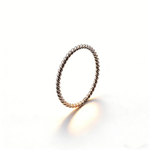 Anillo Trenzado de Acero de 1 mm, Color Oro Rosa, Anillo de Mujer para el Dedo Índice, Joyería de Acero Inoxidable, Brazalete de Moda - Product Image 4