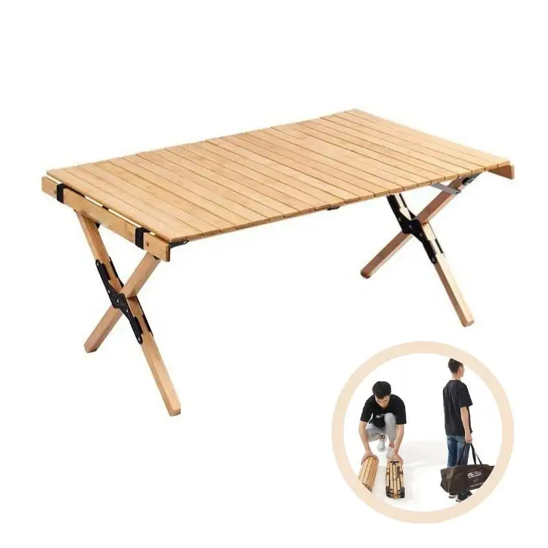 Portable Folding Picnic Wood Outdoor Picnic Camping Table Portable Camping Roll Up