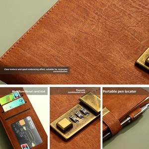 Retro creativo A5 diario dello studente taccuino in pelle ispessita copertina Password Book con serratura copertina rigida cancelleria - Product Image 3
