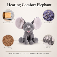 Peluche chauffante et parfumée à la lavande, éléphant, four à micro-ondes, jouet créatif OEM avec graines de lin et lavande
