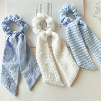Nouvelle arrivée Blue Series Ponytail Chouchous en tissu fait à la main Bandes de caoutchouc Accessoires de cheveux de fée pour femmes/filles Usage quotidien