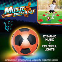 Ensemble de ballons de football en PU avec cônes d'entraînement à LED clignotants automatiques et pompe – Jeux parent-enfant en extérieur pour adolescents et enfants