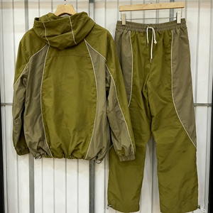 Fabricants de vêtements personnalisés, vêtements de sport de plein air, veste coupe-vent en nylon à patchwork avec fermeture éclair et ensemble pantalon, survêtement - Product Image 3