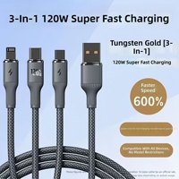 Kabel Pengisi Daya Ponsel Tiga-dalam-Satu 120w Super Cepat, Kabel Data Android Tipe-C