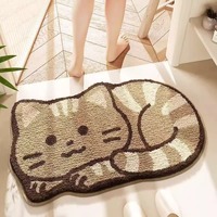 Tapis de sol en cachemire tendance, mignon, absorbant, lavable à la main, style Ins, forme d'alien, dessin animé, pour salle de bain, chambre, toilettes, entrée, salon