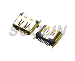 ゴールドメッキタイプ A の HDMI 男性プラグ充電ポートコネクタ 19 ピンと PCB ボード