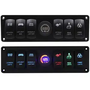 Colorido 12V 6 Gang Rocker Switch Painel Circuit Breaker LED Voltímetro RV Car Marine Boat Switch Painel Led Switch Painel Auto