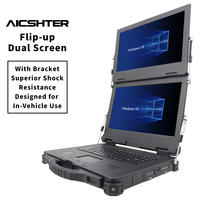 Ordinateur portable durci double écran Intel i9 15,6 pouces avec charnière amortie anti-vibration, station de travail portable noire pour intervention d'urgence et usage privé