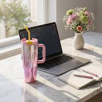Gobelet isotherme YEKEA 40oz Aurora Sheen avec poignée, 1200ml, en acier inoxydable 304, dégradé ombré, avec paille, personnalisable OEM, vente en gros