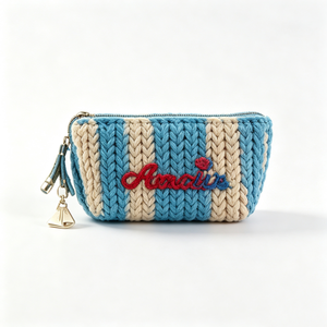 Pochette zippée au crochet personnalisée, porte-monnaie tricoté, trousse de maquillage tissée à la main, petite pochette de rangement en tissu - Product Image 5