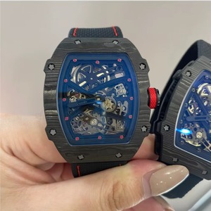 Reloj Deportivo de Buceo Ultrafino de 7.8mm, Cuadrado, de Lujo, RM67-02, Caballero Negro, Cristal de Zafiro, Cronógrafo, Fibra de Carbono, Alarma, Mecánico - Product Image 1