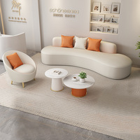 Ensemble de canapés incurvés en similicuir de luxe léger de style européen, pour magasins de vêtements, salons de beauté, bureaux, avec mousse éponge haute élasticité compressée