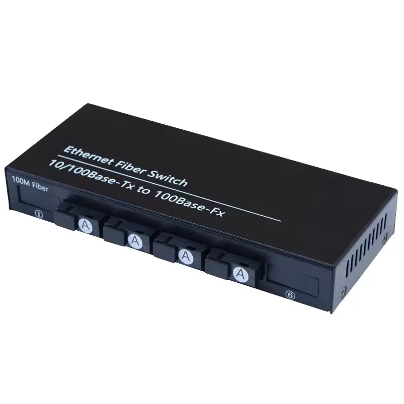 Transceptor de interruptor de fibra Ethernet rápida 4FO 2LAN 4SC 2RJ45 UTP, convertidor de medios óptico 10/100M 1310nm 1550nm sc 25KM FTTH