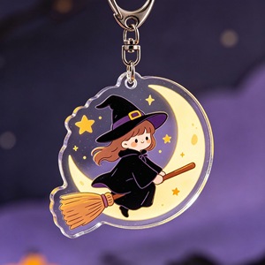 Porte-clés en acrylique mignon pour Halloween, motif citrouille, fantôme, sorcière, squelette, breloque de sac, décoration de fête, cadeau - Product Image 3