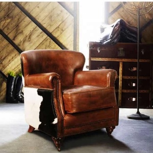 <span class=keywords><strong>Poltrona</strong></span> di Lusso <span class=keywords><strong>Vintage</strong></span> in Pelle di Vacchetta con Schienale in Pelliccia di Mucca, Sedia Singola Reale per Soggiorno e <span class=keywords><strong>Camera</strong></span> <span class=keywords><strong>da</strong></span> Letto - Product Image 5