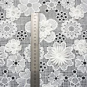 Qualité Suisse 3d Travail Manuel Applique Floral Blanc Lourd 3D Guipure Haute Robe Dentelle Tissu - Product Image 3