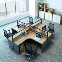 Combinaison de meubles de bureau de cloison d'écran de bureau de personnel de 2/4/6 personnes table et chaise de combinaison de bureau d'ordinateur en bois