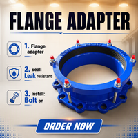 Adaptateur à bride en fonte ductile avec tirant pour projets de traitement de l'eau et d'ingénierie municipale, raccord Dresser NPT