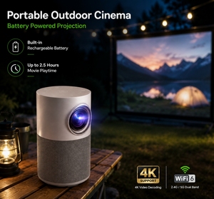 Projecteur intelligent portable de qualité professionnelle, Android 14, ventilateur de refroidissement <span class=keywords><strong>silencieux</strong></span>, batterie intégrée, WiFi 6, mise au point électrique, vidéo - Product Image 2