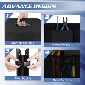 12 pièces/Carton RTS-QSP100-WB organisateur <span class=keywords><strong>de</strong></span> coffre <span class=keywords><strong>de</strong></span> voiture 600D pliant pliable épicerie <span class=keywords><strong>Cargo</strong></span> 11 poches poignées renforcées en Oxford - Product Image 3