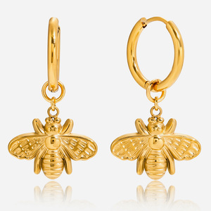 <b>Bee</b> Pendant Earrings 18K Gold Plated Stainless Steel Insect Design Fashion Drop Earrings <b>Gift</b> Jewelry - Product Image 1