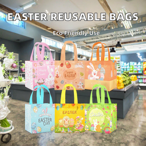 Wholesale Cartoon Pattern Non-Woven Fabric Shoulder Strap Tote <b>Bags</b> Custom Eco-Friendly Reusable Shopping Handbags for <b>Easter</b> - Product Image 2