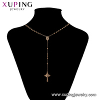 Collier pendentif long en chaîne avec chapelet de style religieux Xuping Fashion, plaqué or 18 carats, couleur or