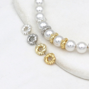 14k gold plated color-preserving twisted zircon round spacer bead DIY bracelet necklace earring pendant <b>accessories</b> C45 - Product Image 3