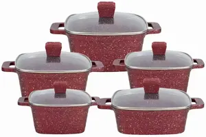 Hot Selling Casserole Pot Cookware Sets Granite Aluminum Cookware Set Marble Non Stick Pots And Pans Cookware Sets