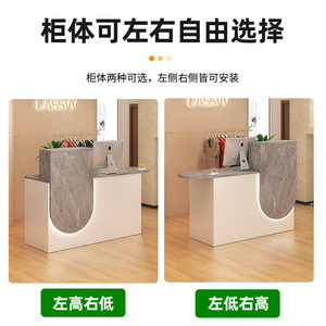 เคาน์เตอร์ไม้สมัยใหม่พร้อมไฟ LED สำหรับเคาน์เตอร์ต้อนรับบริษัทและใช้ในบาร์ขนาดเล็ก - Product Image 5