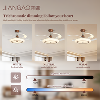 Ventilateur de plafond réglable en noyer avec abat-jour nuage concave-convexe, double fixation, pales rétractables, lampe d'ambiance multi-scènes