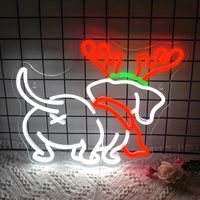 Neonawall Enseigne néon moderne rouge en silicone, motif renne et chien, pour les amoureux des animaux et les décorateurs de Noël, lumière LED USB à intensité variable, pour animalerie et maison