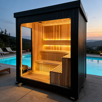 Cabine de sauna électrique extérieure de haute qualité en bois massif avec poêle infrarouge Triunity, pour 4 à 6 personnes, spacieuse, idéale pour villa et appartement, style traditionnel