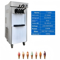 Machine à glace molle verticale à trois têtes et trois saveurs, en acier inoxydable 304, avec compresseur, garantie 1 an