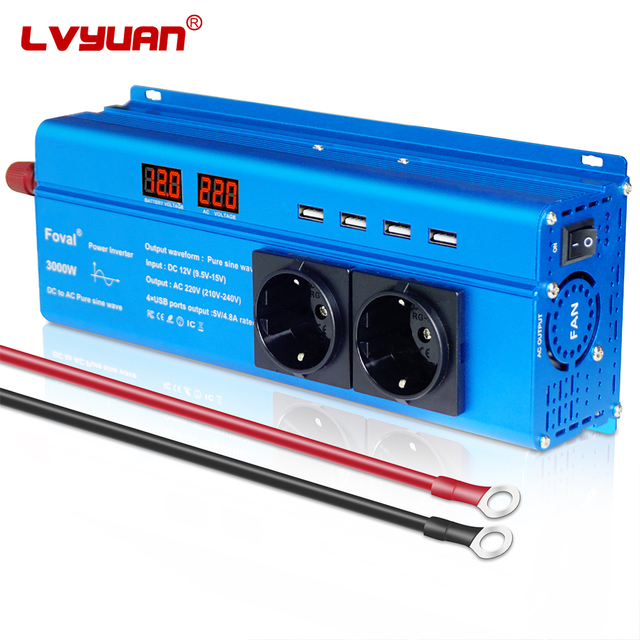 Inversor 1000W Pure Sine Wave Power Inverter 12V 24V 48V to 110V 220V Dc to Ac Solar Inverter