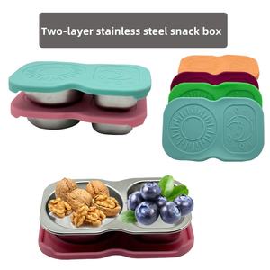 Household Stainless Steel Snack Container with <b>Silicone</b> Lid Reusable Small Food Storage Container Stainless Steel Sauce Box - Product Image 4