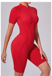 <span class=keywords><strong>Mono</strong></span> de yoga de manga corta con media cremallera personalizado para mujer, con costuras moldeadoras y <span class=keywords><strong>espalda</strong></span> hueca - Product Image 6