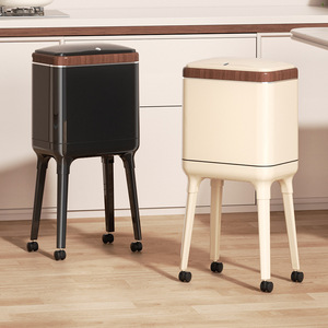 Kitchen Tall Trash Can Rectangular With Lid Large Capacity Indoor Use On Wheels - Product Image 2