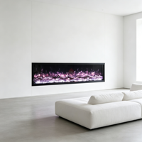 Cheminée électrique encastrable murale décorative de 50 cm sans chauffage, avec LED multicolores et effet de flamme de bûches, pour maison et villa