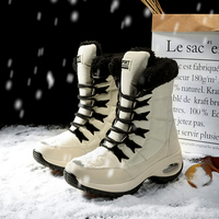 Chaussures de ski à semelle unique, bottes de neige pour femmes, semelle intermédiaire chaude en peluche épaisse, hiver, neige, village, ski en plein air, grande chaussure en coton, acier