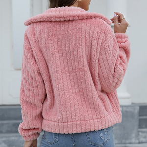 เสื้อคาร์ดิแกนผ้าฟลีซแบบมีปกสำหรับผู้หญิง คอลเลคชั่นใหม่ประจำฤดูใบไม้ร่วง/ฤดูหนาว แฟชั่นแบบสั้น - Product Image 6