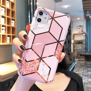 Soft TPU IMD Electroplated Geometric Marble Phone Case For iphone 11 Pro xs xr xs max 11Pro max