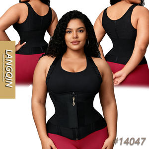 LANGQIN Corset amincissant à double fermeture éclair, en tulle respirant épais, avec bretelles réglables et haute élasticité pour sculpter le ventre - Product Image 1