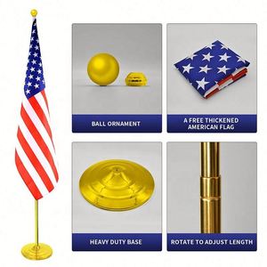 Juego de Soportes para Banderas de Oficina en Oro y Plata, Soporte de Piso de Acero Inoxidable con Técnicas de Impresión Digital, Asta y Bandera para Oficina - Product Image 3