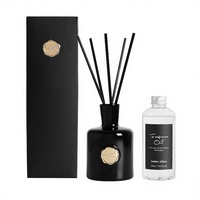 Ensemble diffuseur de parfum d'ambiance Waltz Fire, bougie artisanale longue durée, diffuseur à bâtonnets en rotin, pierre de cristal, cylindre en verre, eau de parfum