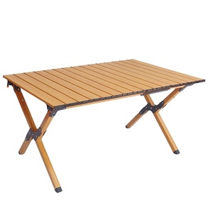 Outdoor Gevouwen Draagbare En Gemakkelijk Te Dragen Meubels Massief Hout Camping Barbecue Ei Roll Tafel - Product Image 1