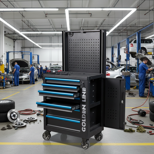 Chariot à outils roulant robuste en fer certifié ISO CE, capacité 350 kg, idéal pour garage et <span class=keywords><strong>atelier</strong></span> de réparation automobile, vente chaude, OEM/OBM - Product Image 2