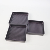 Thread Creative Commercial Barbecue Hot Pot Plat De Service Noir Givré Carré Assiette Japonais Sushi Assiette En Plastique